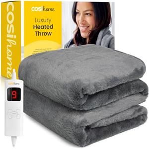 Cosi Home Coperta Riscaldante Elettrica 180x130cm in Pelliccia Sintetica. 9 livelli di calore, timer 9 ore, protezione surriscaldamento e telecomando - Coperta Termica