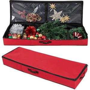 DECO EXPRESS Borsa per Albero di Natale - Sacco per Albero di Natale Resistente con Cerniera e Manici Porta Palline di Natale e Decorazioni Natalizie (Rosso 100cm)