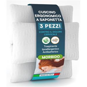 Eurocali 3 Cuscini Memory Foam Ipoallergenico ed Ergonomico Guanciale Letto Made in Italy Supporto Cervicale Morbido e Traspirante con Fragranza Aloe Vera e Camomilla