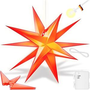 KESSER® Stella luminosa 3D 35 cm, Stella di Natale a LED con timer per interni ed esterni, Stella dell'Avvento Stella sospesa illuminata + luce bianca calda