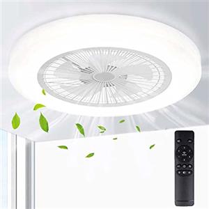 BAKAJI Lampadario Plafoniera con Ventilatore a Soffitto 3 Velocità Luce LED 18W Colorazione Regolabile Funzione Timer 1/2/4/8 ore e Telecomando Controllo a Distanza Staffa in Metallo Diametro 50 cm