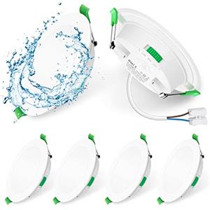 ALUSSO 6 Faretti LED da Incasso, 7W 580LM Luci da Soffitto Interno, Dimmerabile IP65 per Bagno, Bianco Caldo 3000K Bianca Naturale 4000K Bianco Freddo 6500K, Apertura Ø90-100mm, Ultra Sottile 30mm