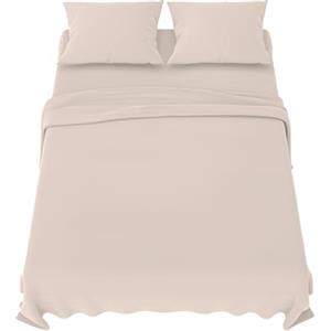 Dreamzie Lenzuola Matrimoniali 160x200 cm - Completo Lenzuola 4 Pezzi in Microfibre - Lenzuolo con Angoli - Lenzuola Sopra - 2 Federa 65x65 - Lenzuola Matrimoniali 160x200cm Beige