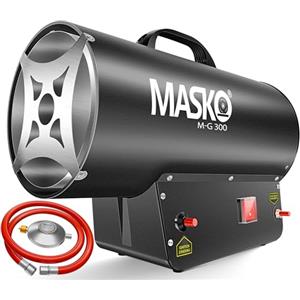 Masko® Termoventilatore a Gas Riscaldatore Cannone Riscaldante Stufa Generatore d'Aria Calda Con Tubo, Nero 30 KW