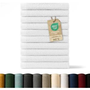 Blumtal Asciugamani Bagno, Asciugamani Viso Super Assorbenti, 100% Cotone Certificato Oeko-Tex 100, 12 Salviette Viso (30x30cm), Bianco