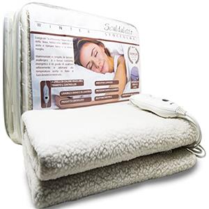 BAKAJI Coperta Elettrica Termica Singola in fibra di Lana con Telecomando a Tre Livelli di Calore Termocoperta Riscaldante Regolabile Scaldaletto Scalda Letto Singolo