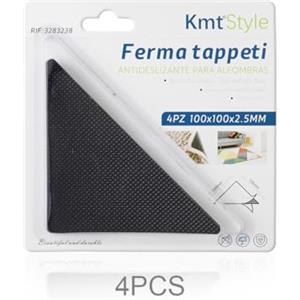 A2ZWORLD- 4 Pezzi Adesivi Ferma Tappeto, Antiscivolo, Sottotappeto per Parquet, Laminato, Piastrelle, PVC, Sughero e Vinile, Adesivi (Triangolare 10 x10 x 0.25 Centimetri)