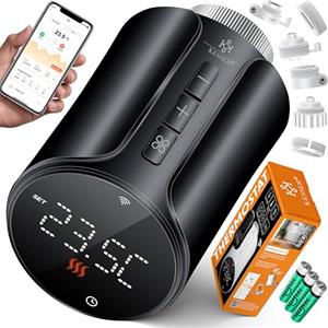 KESSER® Termostato WiFi per Termosifone | Controllo App Smart Home e Vocale Alexa, Google Assistant | 6 Valvole Radiatore, Risparmio Energetico