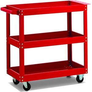 Avilia Carrello Porta Attrezzi | Carrello Portautensili | Carrello a Rotelle | Carrello da Officina | Carrello in Metallo | Carrello da Officina in Metallo con 3 Piani ‎70x35x73cm, Rosso