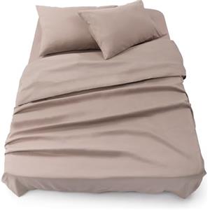 Blumtal Completo lenzuola matrimoniali 3pz - completo letto matrimoniale certificato OEKO-TEX - lenzuolo con angoli 180x200x30cm + lenzuolo 280x275cm + federa cuscino 50x80cm in microfibra color talpa