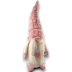 Generico Elfo Nordico 50 cm Rosa con Cappello e Paillettes, Design Scandinavo per Decorazioni Natalizie, Gnomo con Barba Bianca e Cuore Rosa, Giullare fermaporta Albero di Natale e Idea Regalo Festiva