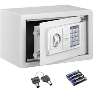 Bakaji Cassaforte a Muro Numerica Digitale 31 x 20 x 20 cm Cassetta di Sicurezza Elettronica Casa Albergo Hotel Safe + 4 x AA Batterie e Chiavi di Emergenza (Beige)