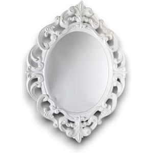 KORAT Specchio Ovale da Parete 60x80 cm con Cornice Barocca Bianca Design Elegante in Stile Vintage, Decorativo per Soggiorno, Camera da Letto, Ingresso o Bagno Finitura Opaca Classica