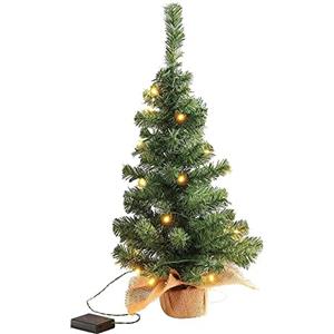 Generico Pinetto Verde con LUCI LED 45 cm Albero di Natale con Base Legno in PP+PVC | Mini Pino Alberello di Natale Artificiale con Base in Legno a batterie 40 cm