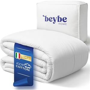 Beybe Trapunta Matrimoniale invernale 220x240 cm in Cotone Percalle -Piumone matrimoniale con Imbottitura Anallergica e Traspirante - Prodotto Made in Italy Rifinito a Mano, Alta Qualità