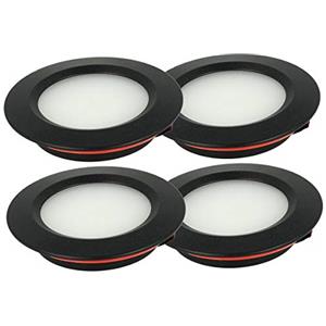 LEDLUX 4 Pezzi Mini Faretto Led Da Incasso Rotondo Slim 3W DC 12V 24V Foro 50mm Per Luci Cucina Bagno Camper (Nero, 6000K)