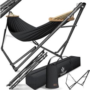 KESSER® Amaca Vill con telaio in metallo, pieghevole, regolabile, stabile, per interni ed esterni, con borsa per il trasporto + sacchetto, per amaca da campeggio, giardino, piscina, balcone, terrazza,