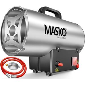 Masko® Termoventilatore a Gas Riscaldatore a Gas Cannone riscaldante Stufa a Gas Riscaldatore per edifici Riscaldatore a Gas Stufa generatore d'Aria Calda con Tubo del Gas, d'Argento 10 KW