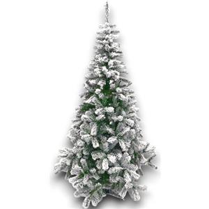 Generico Albero di Natale INNEVATO VERDE FLOCCATO Effetto Neve LAPPONIA Abete artificiale 210 CM PINO 850 punte rami Neve finta MOLTO FOLTO stand BASE IN METALLO