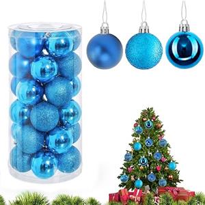 Virsus 30 Palle di Natale 59070, Diametro 6 cm, Palline in Plastica Infrangibile per Albero di Natale, Decorazioni e Addobbi Natalizi, Set di Palline Glitterate, Lucide e Opache (Azzurro)