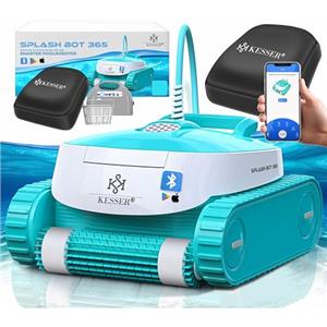 KESSER® Pool Robot per piscine a pavimento e a parete, fino a 100m², Completamente Automatico, Funzione App e Modulo di Controllo, Meccanismo di arrampicata, Bianco/Turchese