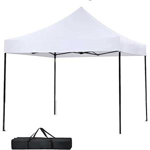 BAKAJI Gazebo Tessuto Poliestere Struttura in Metallo Fiera Mercato Giardino (Bianco)