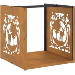 vidaXL Rastrelliera per Legna da Ardere 40x40x40 cm in Acciaio Corten, portalegna per caminetto, portalegna, Supporto per Legna da ardere