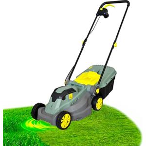 Avilia Tagliaerba Elettrico Regolabile 3 Posizioni - Rasaerba 50Hz, con Serbatoio 30L e Ruote 14cm, Diametro di Taglio 320mm, IPX4, 1200W, 230V, 132x46x105cm