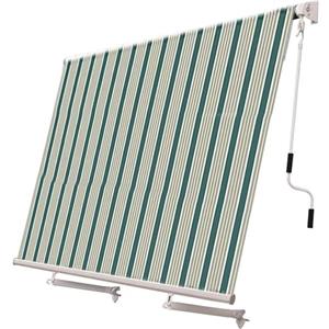 Paluplus Tenda da Sole a Caduta, Misura 300x250 cm, Senza Cassone con braccio avvolgibile e Braccetti Fermatenda, Telo Resistente 280 g/m², per Balcone e Terrazzo -3901F (Verde e Bianco)