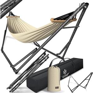 KESSER® Amaca Vill con telaio in metallo, pieghevole, regolabile, stabile, per interni ed esterni, con borsa per il trasporto + sacchetto, per amaca da campeggio, giardino, piscina, balcone, terrazza,