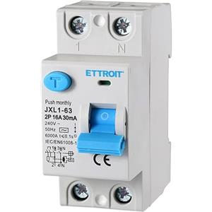ETTROIT INTERRUTTORE MAGNETOTERMICO DIFFERENZIALE PURO SALVAVITA PER BARRA DIN 2 MODULI 2P 16A 240V 30mA 6KA