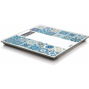 LAICA Bilancia Elettronica Ricaricabile, Mediterranean Breeze, Design iIpirato dalle Maioliche-Ricarica USB, Vetro Temperato, Ampio Display LCD, Design Sottile, Bilancia Pesapersone-Max 180 kg-Blu