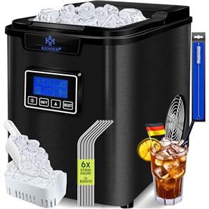KESSER® Macchina del Ghiaccio in Acciaio Inox | 150W | 12 kg/24h | Cubetti di 3 Dimensioni | Serbatoio dell'Acqua da 2,2 Litri
