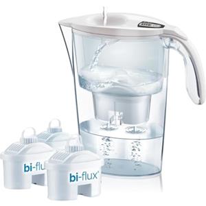 LAICA Stream Line Caraffa Filtrante - 2,3L - Bianca - Timer Digitale - 3 Filtri bi-flux Inclusi, Preserva i Sali Minerali Utili all'Organismo e Riduce Cloro e Metalli Pesanti - Made in Italy
