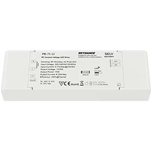 LEDLUX Trasformatore Alimentatore Dimmerabile 12V 75W con Pulsante N.O. Push Dimmer - Compatibile con Telecomando RF 2.4G (non incluso), Per Striscia LED 12V, Skydance PB-75-12