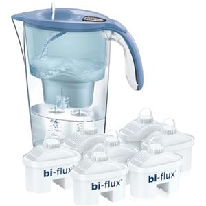LAICA Stream Line Caraffa Filtrante - 2,3L - Blu - Timer Digitale - 7 Filtri bi-flux Inclusi, Preserva i Sali Minerali Utili all'Organismo e Riduce Cloro e Metalli Pesanti - Made in Italy