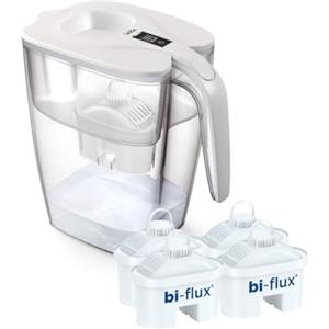 Laica Caraffa Filtrante BIG Milano - Bianca - 3,7L - con 4 Filtri bi-flux, Preserva i sali minerali e Riduce le sostanze indesiderate - Capacità XXL - Timer digitale - Sicurezza Made in Italy