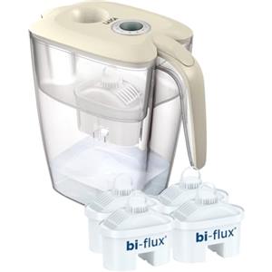 Laica Caraffa Filtrante BIG Roma - Blu - 3,7L - 4 Filtri bi-flux incluso, Preserva i sali minerali e Riduce le sostanze indesiderate - Capacità XXL - Timer Manuale- Sicurezza Made in Italy