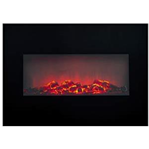 Classic Fire Memphis Camineo Elettrico - Caminetto Elettrico con Riscaldamento, Telecomando e Timer - Stufa Elettrica con Fiamme LED - 1800W - Montaggio da Parete - Nero