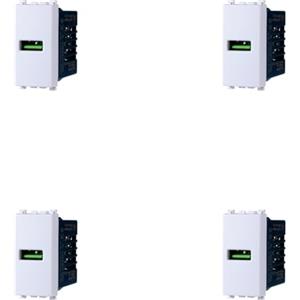 A2ZWORLD 4 Pezzi Modulo Presa Caricatore USB 5V 2,1A, Compatibile Con Vimar Arke, Colore Bianco