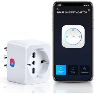 Aigostar Presa Smart Italiana, 10A, 2300W, Presa Wifi Mini Compatibile con Alexa e Google Home, Controllo Vocale e Remoto, Funzione Timer, 2.4GHz WiFi. Bianca, 1 Unità