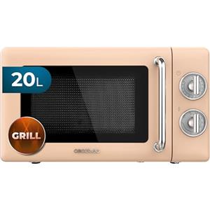 Cecotec Microonde Meccanico con griglia da 20 L Proclean 3110 Retro Beige. 700 W in 6 livelli, timer fino a 30 minuti, modalità sbrinamento, design vintage beige, finiture in acciaio