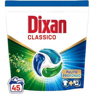 Dixan DISCS 4in1 Classico Detersivo Lavatrice (45 Lavaggi), Capsule lavatrice per una pulizia profonda del bucato e freschezza igienica per la lavatrice, Rimuove le macchie da 20°C