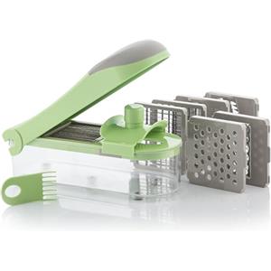 InnovaGoods® Taglia Verdure Grattugia e Mandolina con Ricette e Accessori 7 in 1 Choppie Expert, multifunzionale, lame in acciaio inossidabile, contenitore e guanto, colore verde.