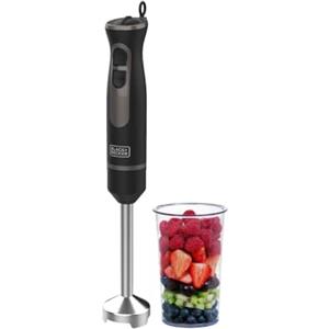 Avilia Frullatore ad Immersione, 4 Lame Potenti, Incluso Bicchiere da 600ml - Perfetto per Smoothie, Zuppe e Salse, 6.5x6.5x40cm, 800W, 240V, in Acciaio Inox, Nero
