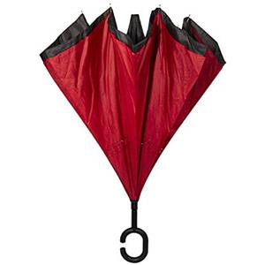 Virsus Ombrello con apertura al contrario Auto Reverse antisgocciolo Manico a Forma di C Ombrello Ribaltabile inverso Anti UV Antivento Varie Colorazioni (Rosso)