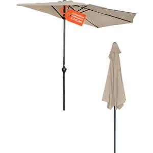 Avilia Ombrellone da Giardino a Mezzaluna 2,7x2,3m Tortora con Manovella e Soffietto Antivento - Ombrellone da Parete in Alluminio con Telo in Poliestere per Esterni