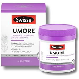 SWISSE Umore-Integratori con Vitamina B12 per Stanchezza e Supporto a Sistema Nervoso e Funzione Psicologica, Integratore con Vitamina B6 per Regolazione Attività Ormonale, 50 Compresse Made in Italy