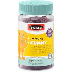 SWISSE Junior - Multivitaminico Completo Bambini con Vitamina D C B12 B6 e Minerali per Supporto al Sistema Immunitario, 50 Gommose ad Alto Contenuto di Fibre, Aroma Naturale di Fragola, Made in Italy