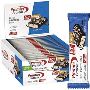 Premier Protein High Protein Bar Crispy Cookie 16x40g - Barretta ad alto contenuto proteico e a basso contenuto di zuccheri + Senza olio di palma